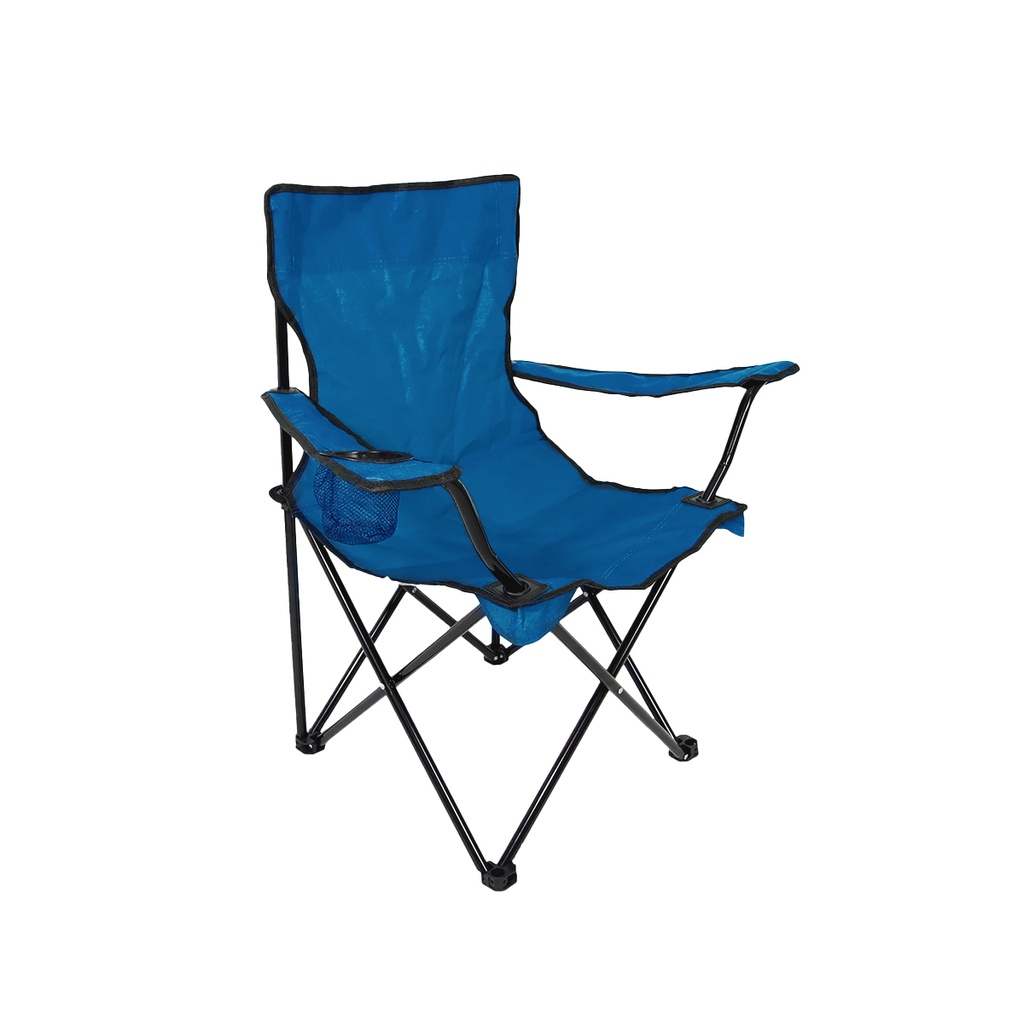 Silla plegable impermeable con funda y portavasos (Azul Claro)