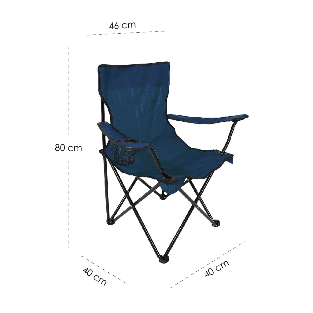 Silla plegable impermeable con funda y portavasos (Azul Claro)