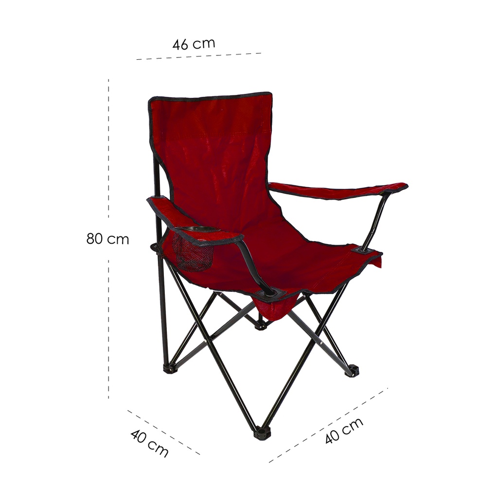 Silla plegable impermeable con funda y portavasos (Rojo)