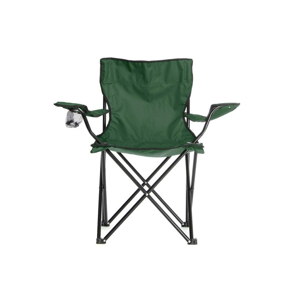 Silla plegable impermeable con funda y portavasos (Verde)