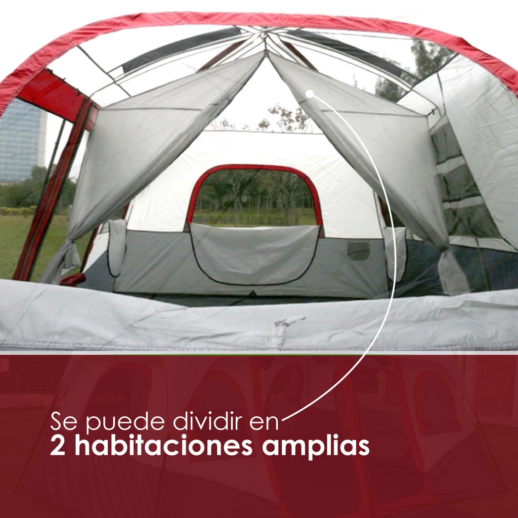 Tienda de campaña familiar extra grande Rojo