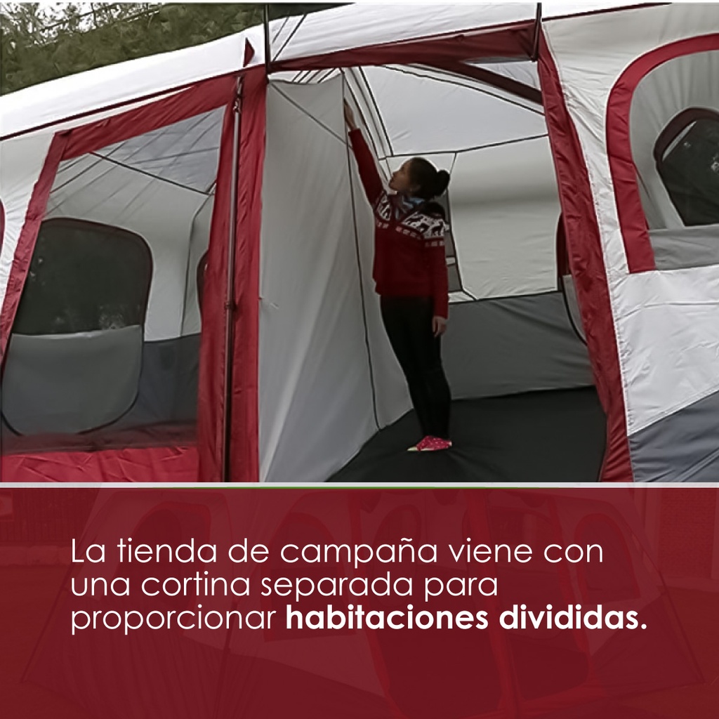 Tienda de campaña familiar extra grande Rojo