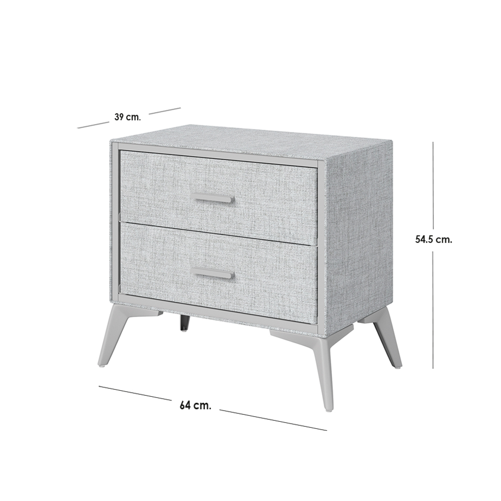 Buro Cajonera de 2 forrado de tela Gris