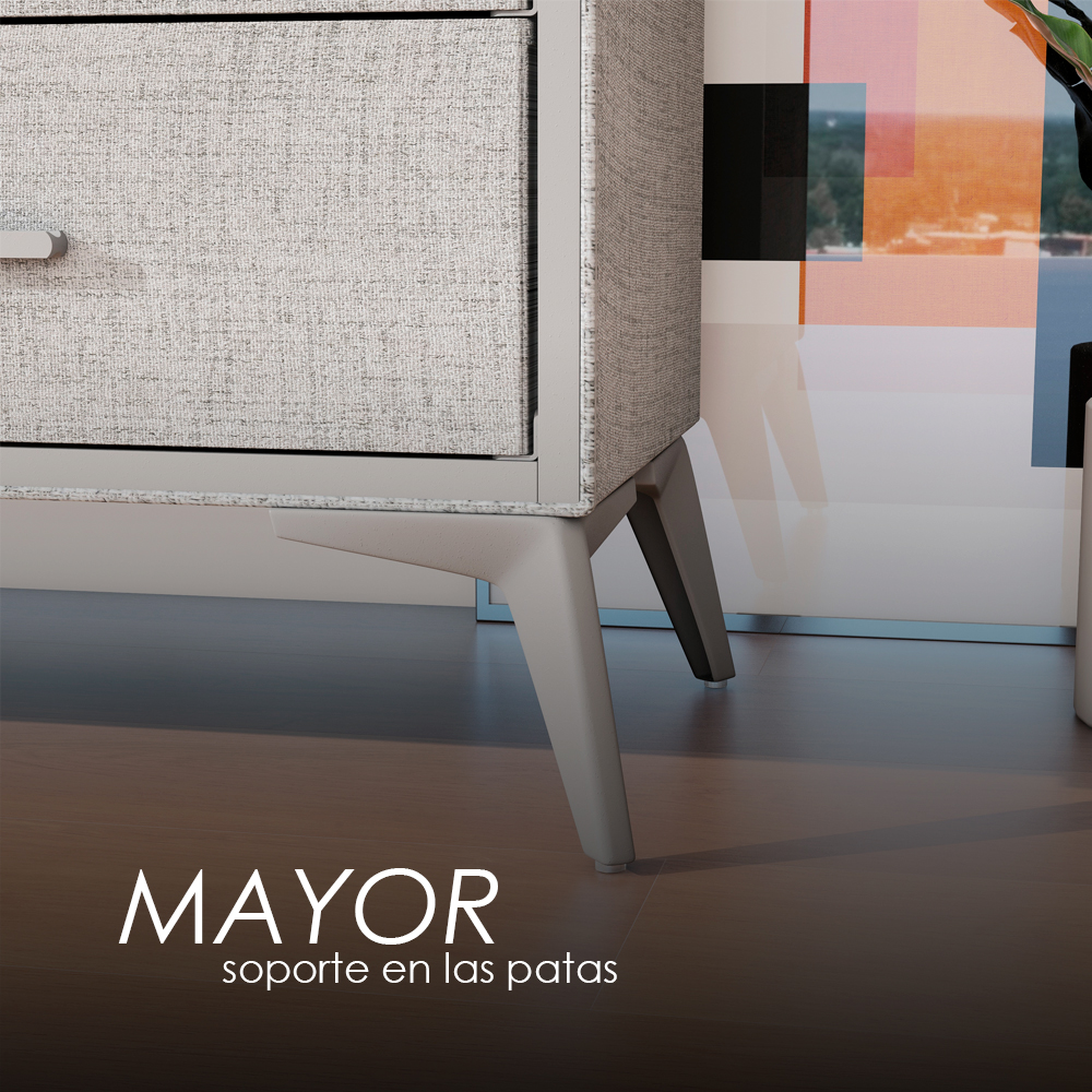 Buro Cajonera de 2 forrado de tela Gris
