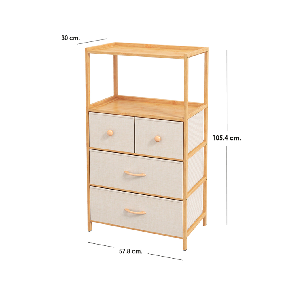 Cajonera comoda Bambu de 4 cajones Cafe