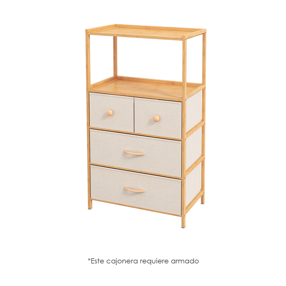Cajonera comoda Bambu de 4 cajones Cafe