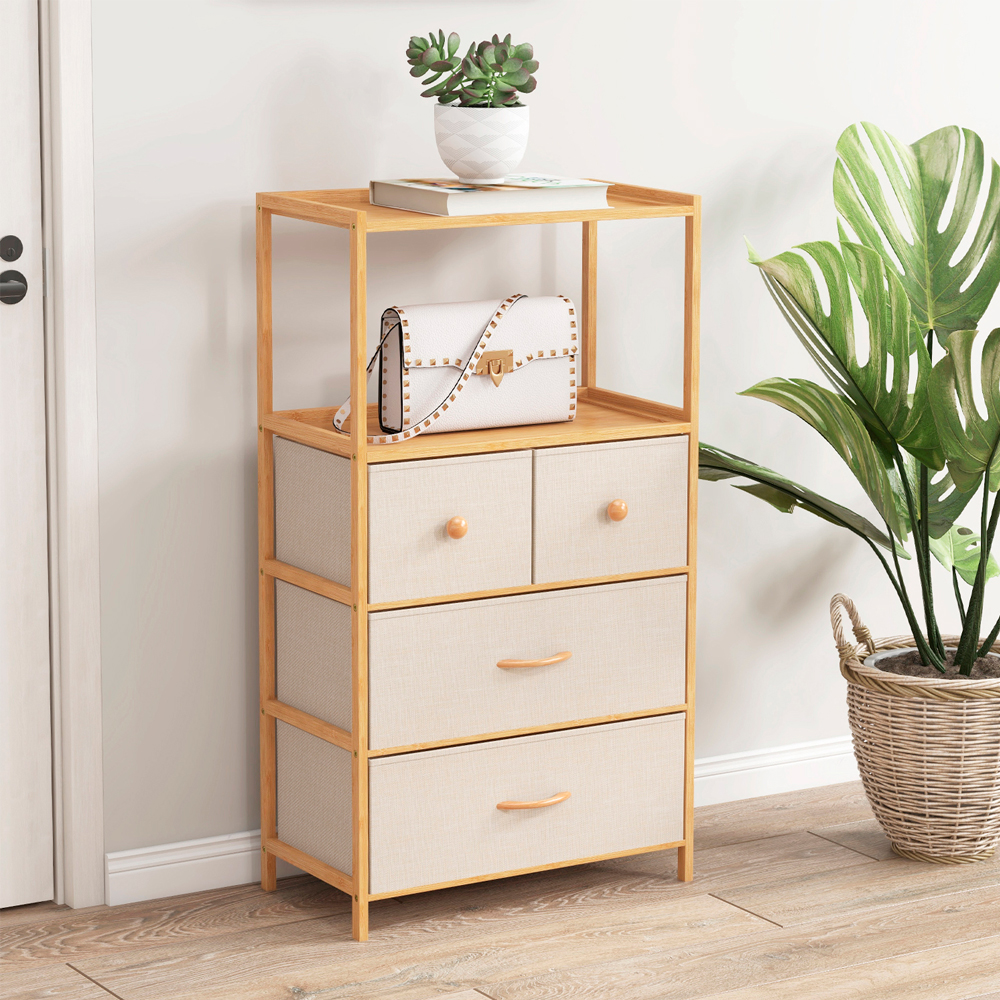 Cajonera comoda Bambu de 4 cajones Cafe