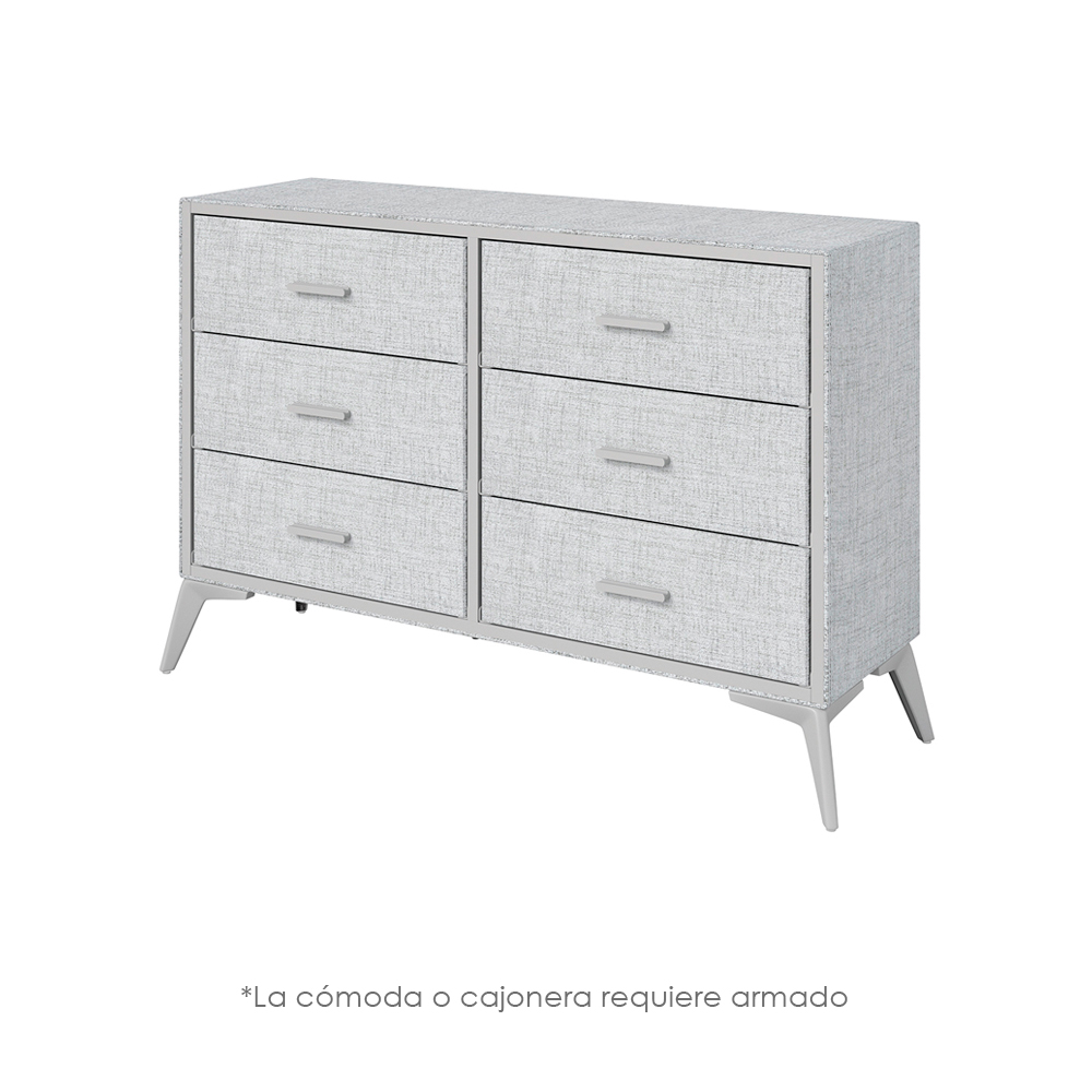 Cajonera comoda de 6 cajones forrada en tela Gris