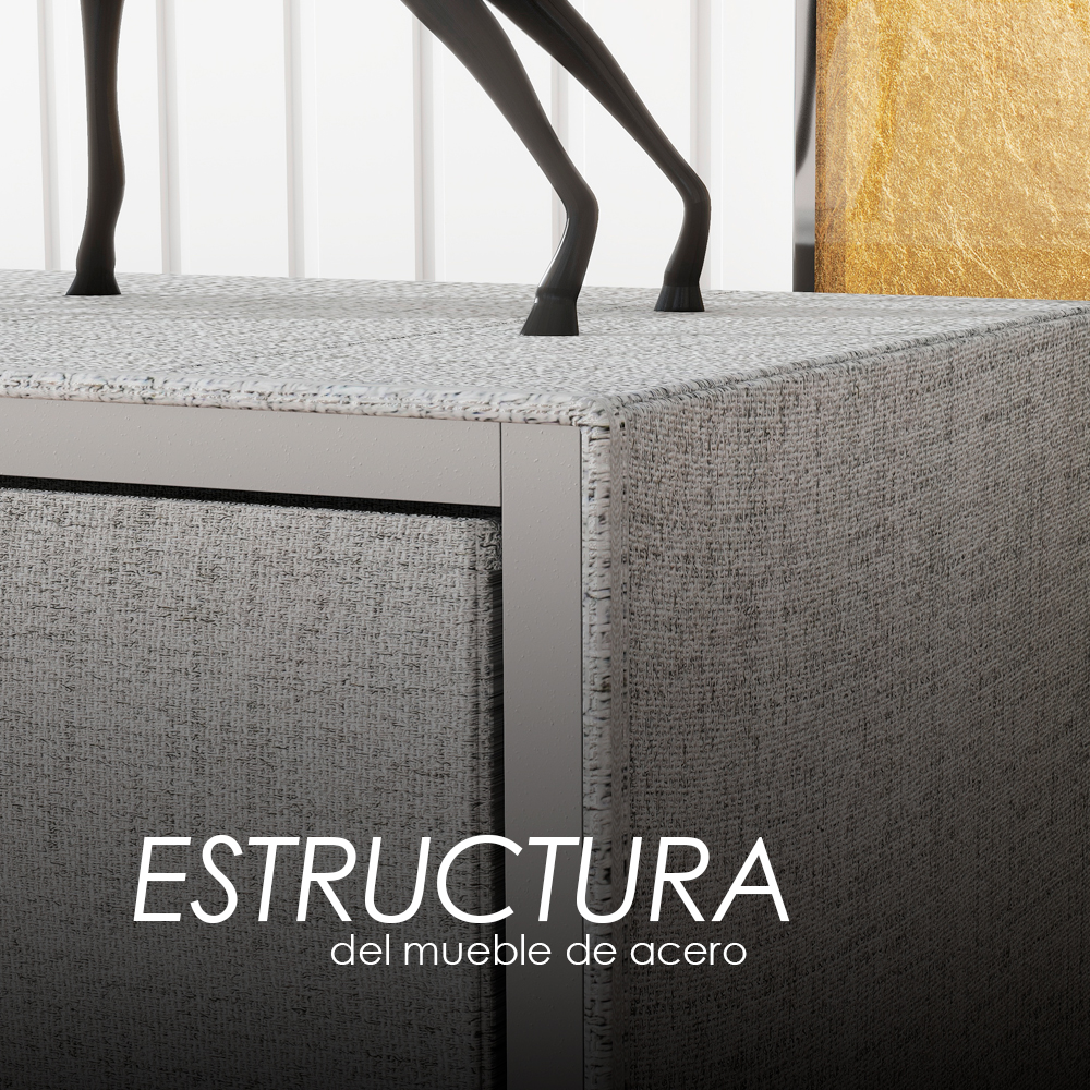 Cajonera comoda de 6 cajones forrada en tela Gris