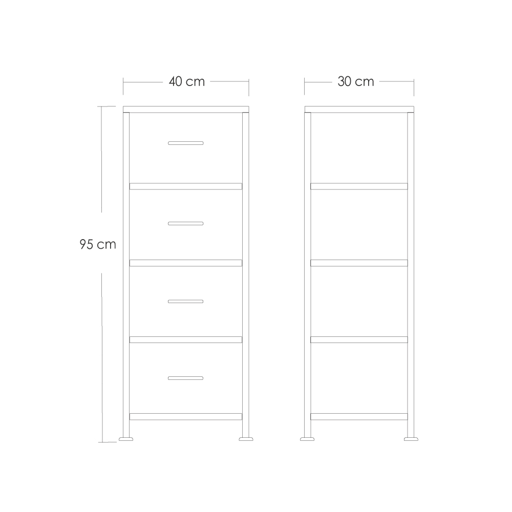 Gabinete con 4 cajones beige