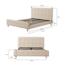 Base Con Cabecera Cama-578 de Madera King Lino Color Beige
