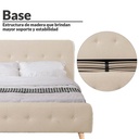 Base Con Cabecera Cama-578 de Madera King Lino Color Beige