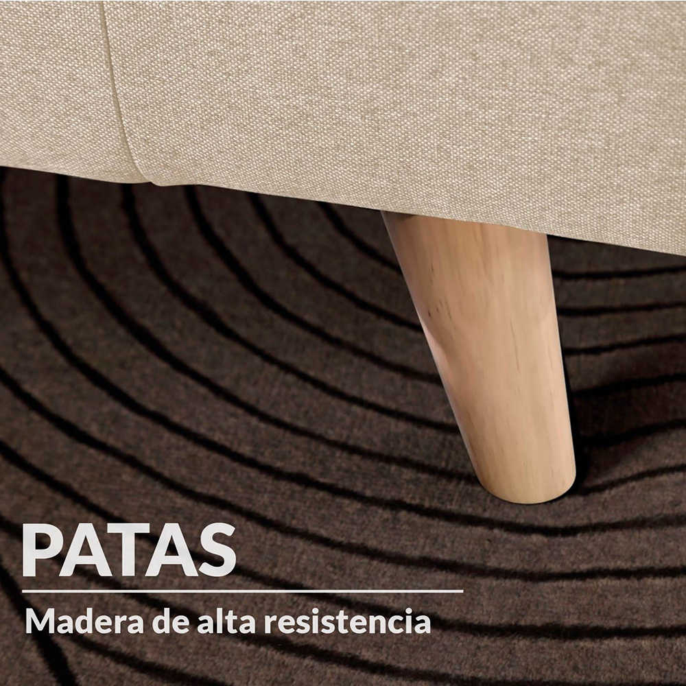 Base Con Cabecera Cama-578 de Madera King Lino Color Beige