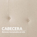 Base Con Cabecera Cama-578 de Madera King Lino Color Beige
