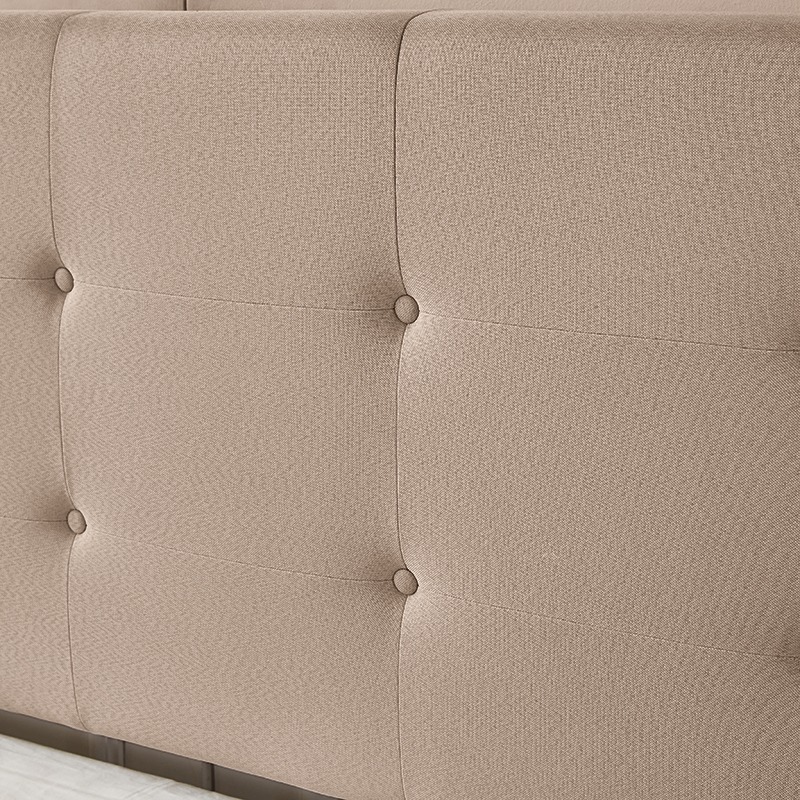 Base Con Cabecera Cama-578 de Madera Matrimonial Lino Color Cafe