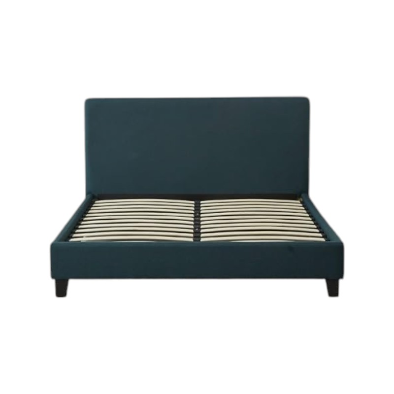 Base Con Cabecera Cama-P1004 de Madera Matrimonial Lino Color Verde