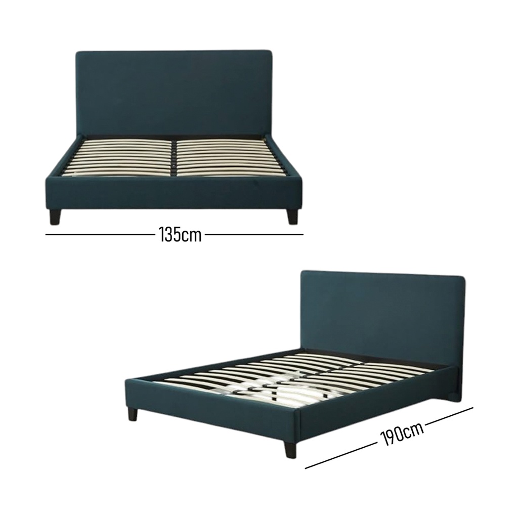 Base Con Cabecera Cama-P1004 de Madera Matrimonial Lino Color Verde