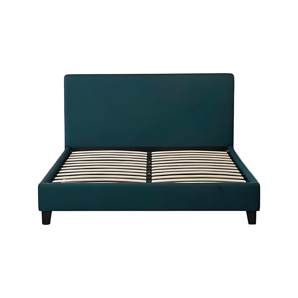 Base Con Cabecera Cama-P1004 de Madera Queen Lino Color Verde
