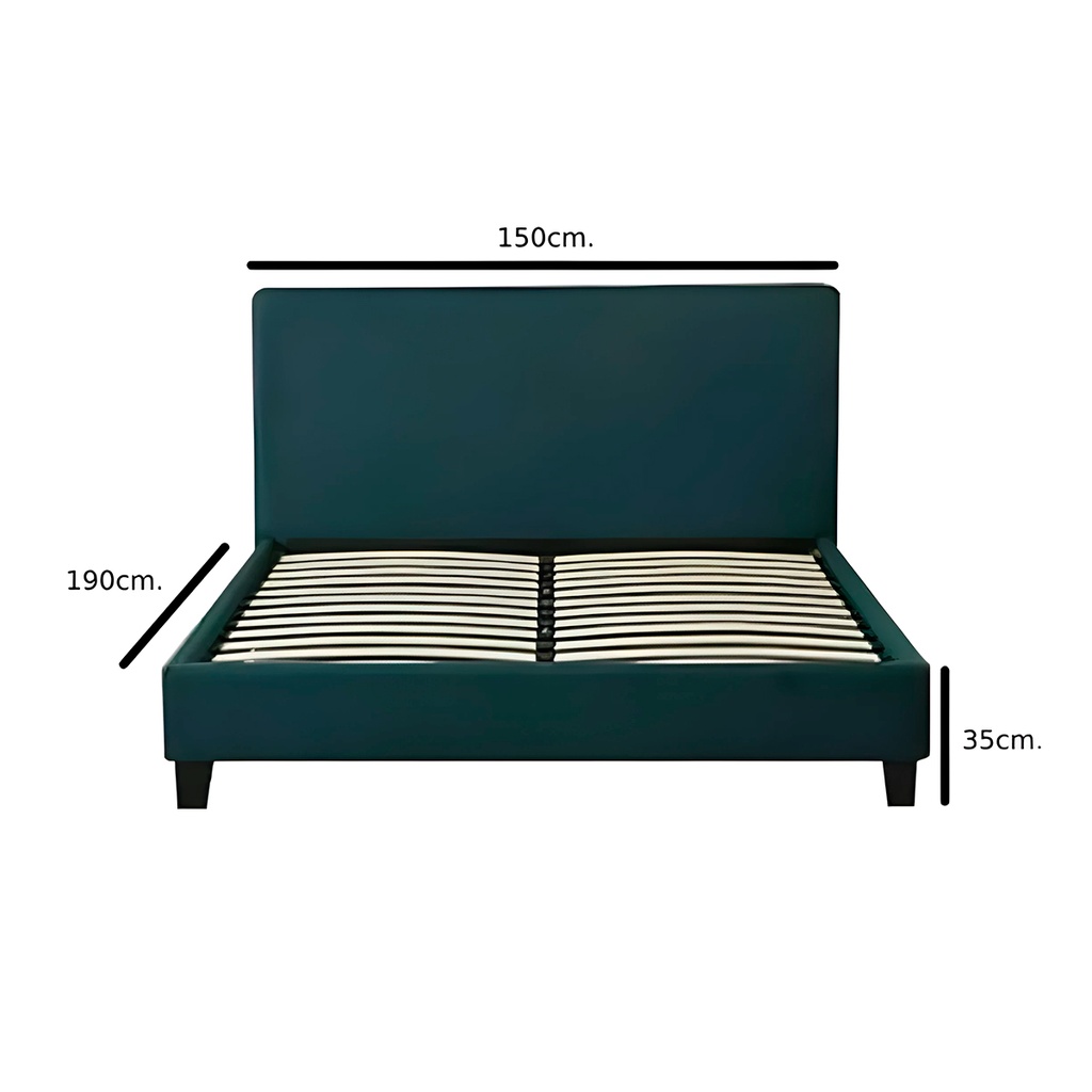 Base Con Cabecera Cama-P1004 de Madera Queen Lino Color Verde