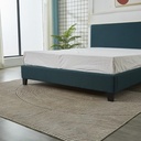 Base Con Cabecera Cama-P1004 de Madera Queen Lino Color Verde