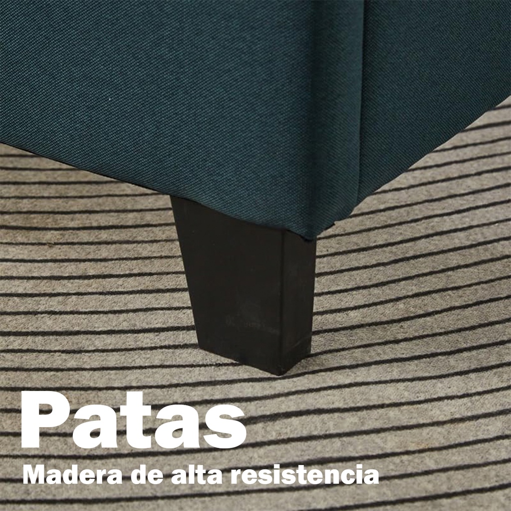 Base Con Cabecera Cama-P1004 de Madera Queen Lino Color Verde