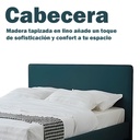 Base Con Cabecera Cama-P1004 de Madera Queen Lino Color Verde