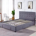 Base Con Cabecera Cama-PD054 de Madera King Lino Color Gris