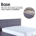 Base Con Cabecera Cama-PD054 de Madera King Lino Color Gris