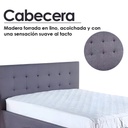 Base Con Cabecera Cama-PD054 de Madera King Lino Color Gris