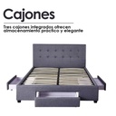 Base Con Cabecera Cama-PD054 de Madera King Lino Color Gris