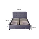 Base Con Cabecera Cama-PD054 de Madera Matrimonial Lino Color Gris
