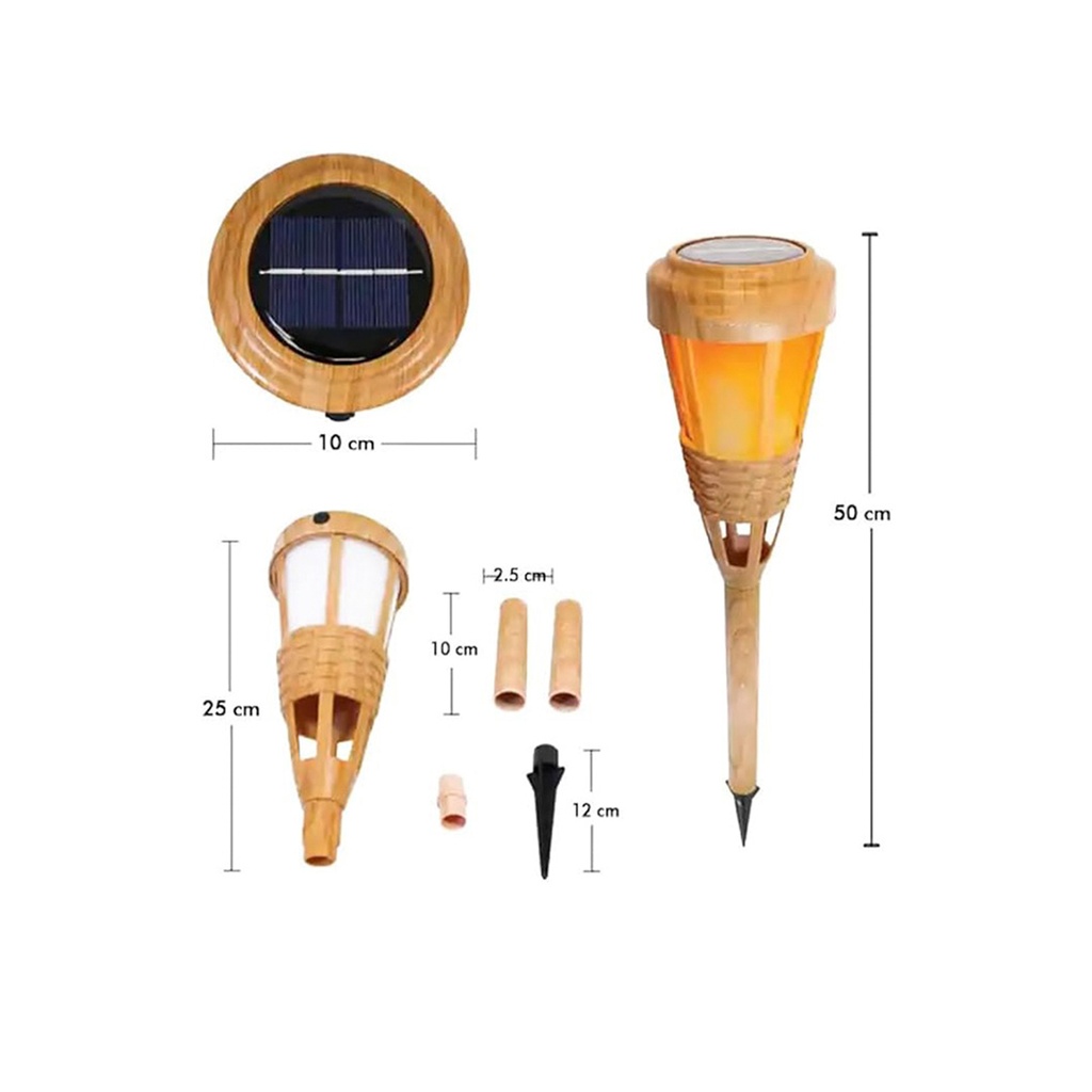 2 Lámparas solares 40 leds tipo antorcha tiki