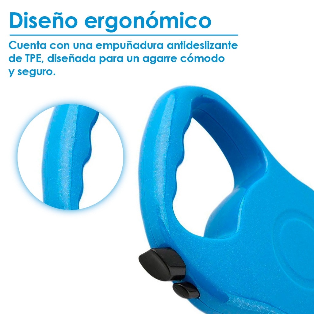 Correa retráctil para perro (Azul)