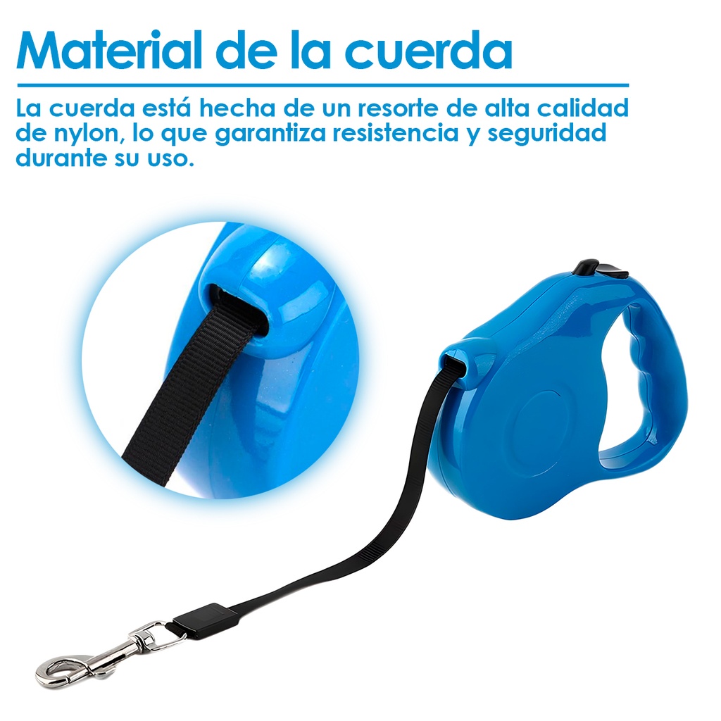 Correa retráctil para perro (Azul)