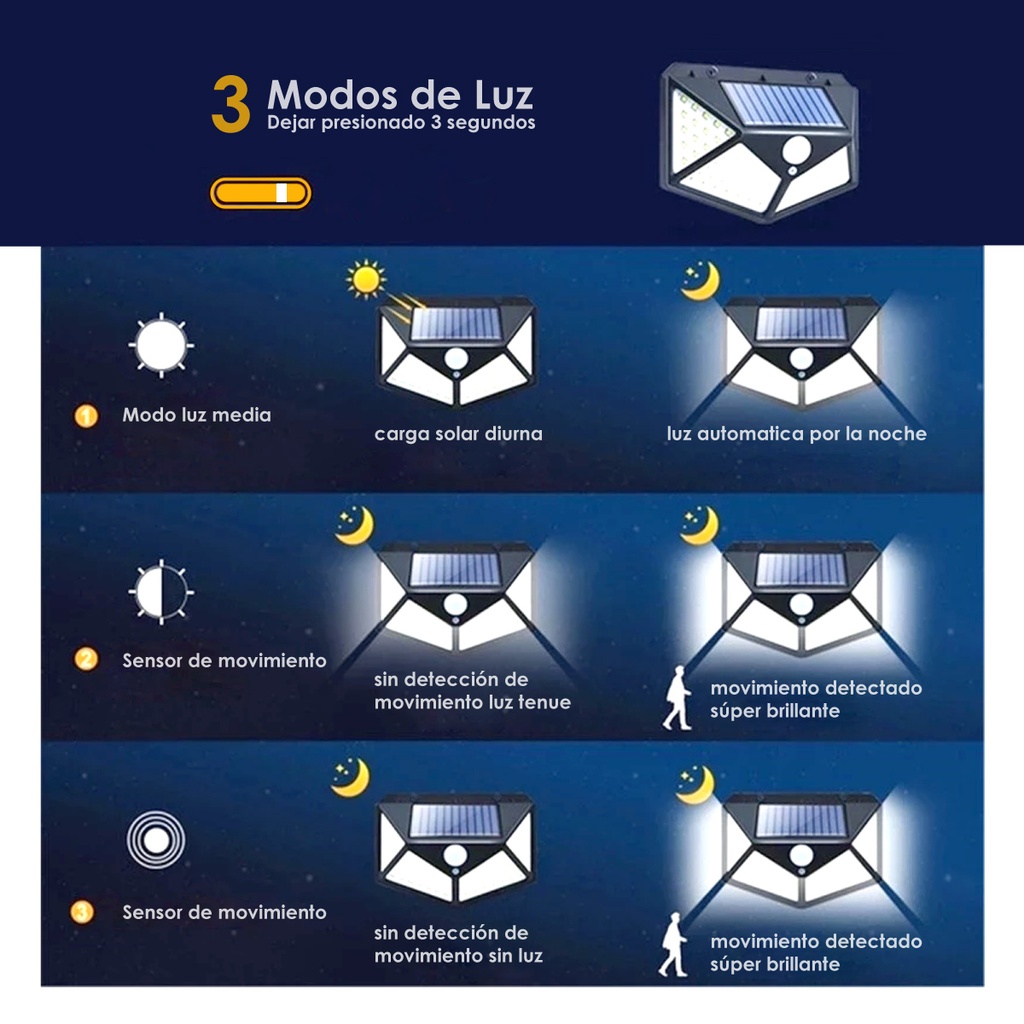 Lámpara solar 100 leds