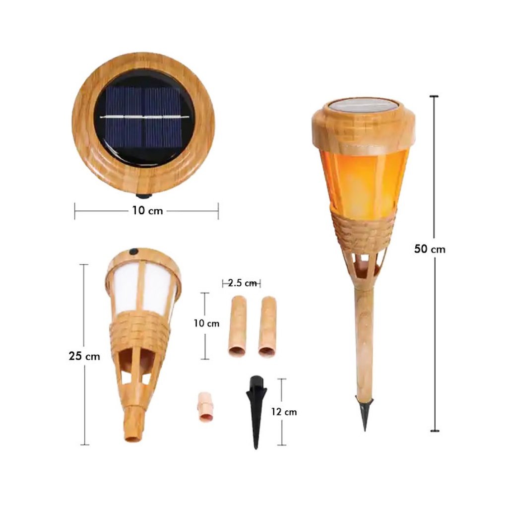 Lámpara solar 40 leds tipo antorcha tiki