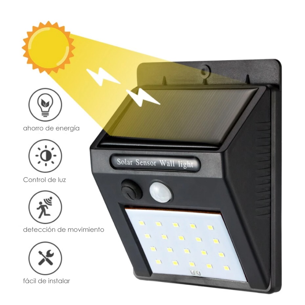 Lámpara solar panel integrado 30 leds 100