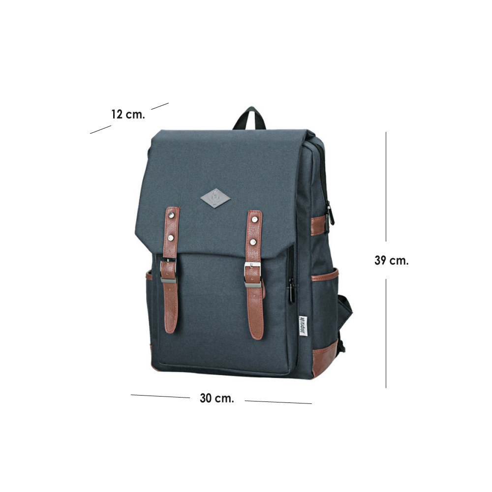 Mochila escolar vintage Gris