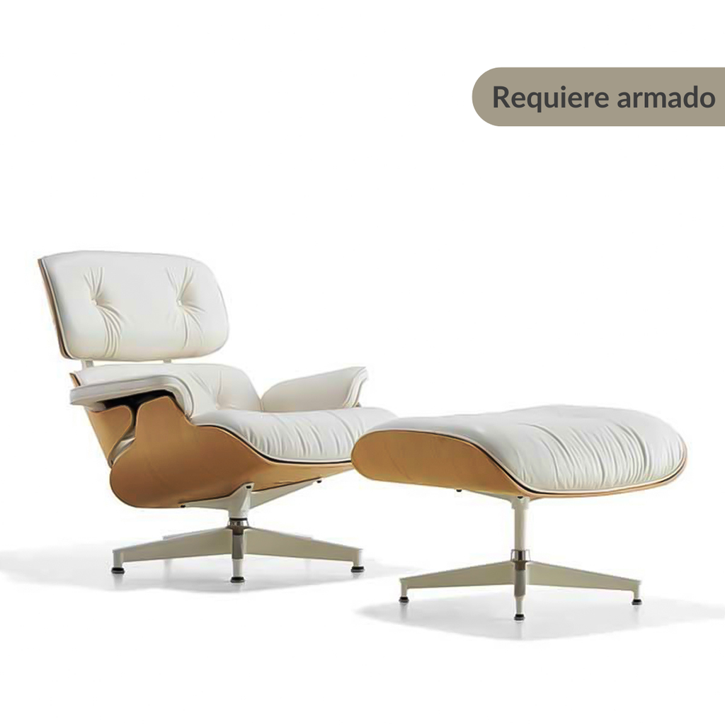 Silla para oficina reclinable de cuero  Blanco