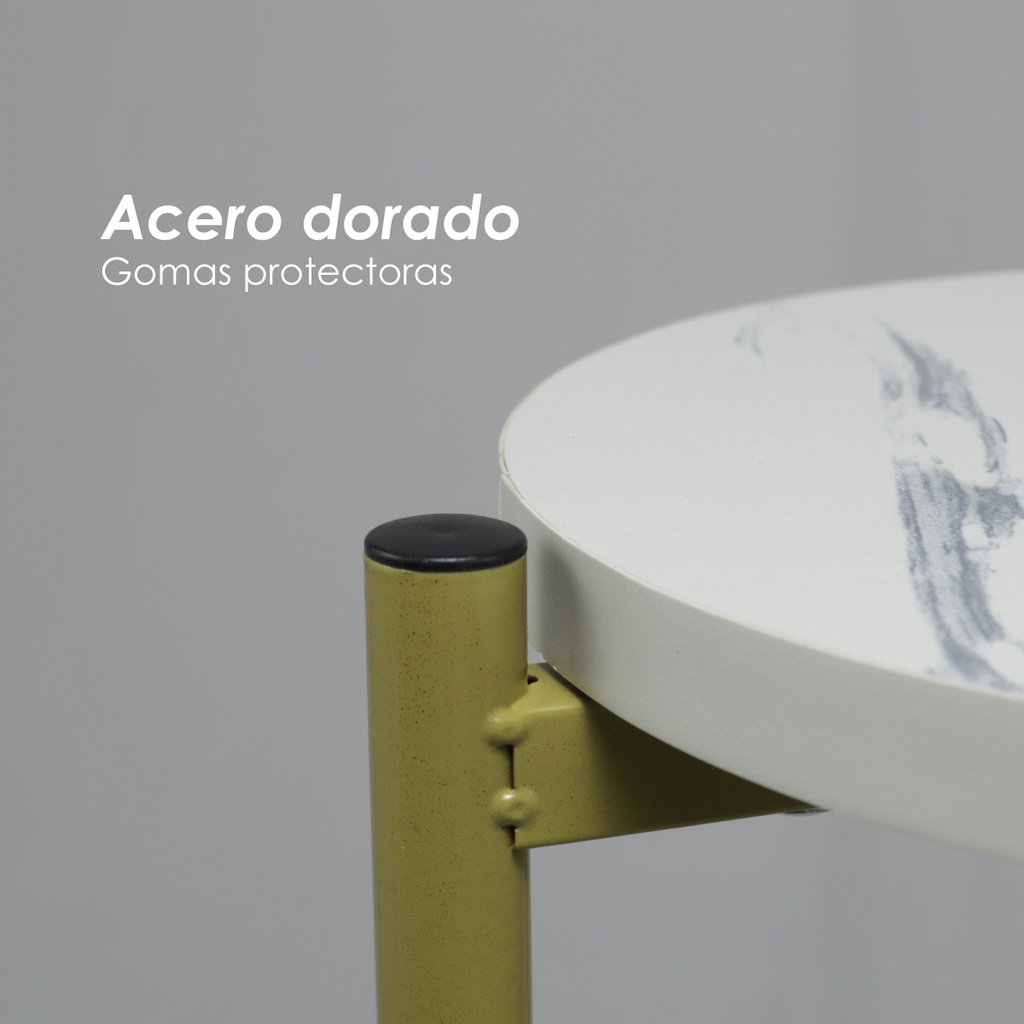 Mesa auxiliar 2 niveles estilo nórdico blanco