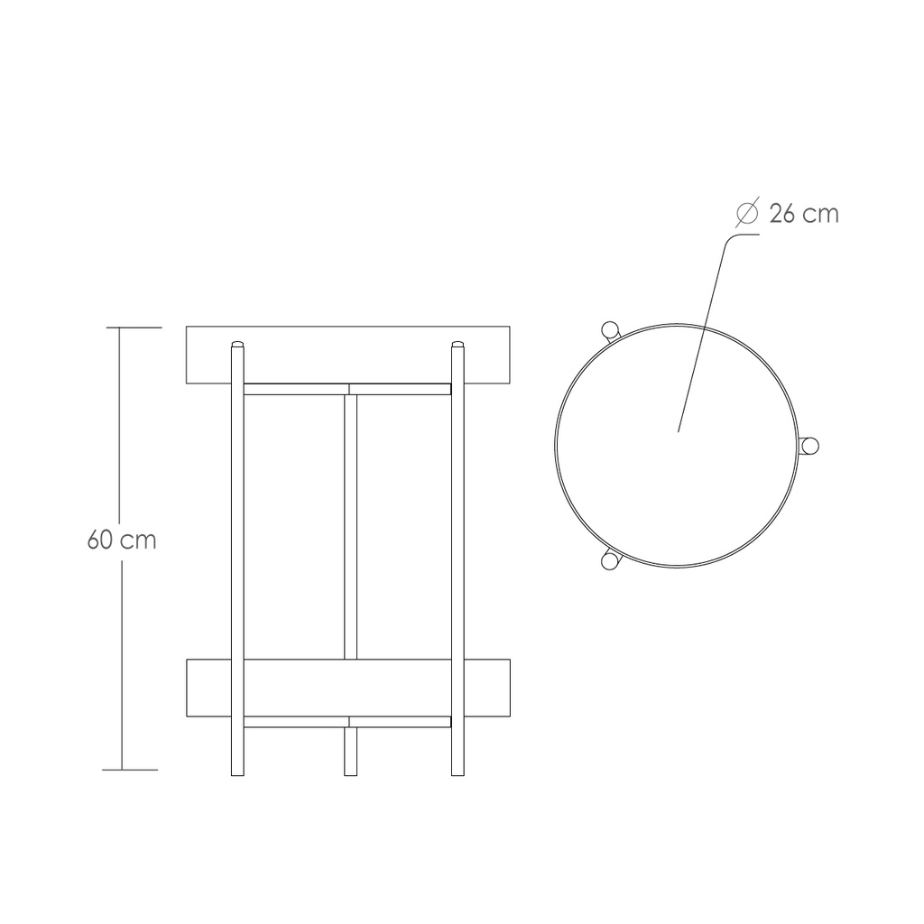 Mesa auxiliar 2 niveles moderna Soporte para macetas (60cm alto)
