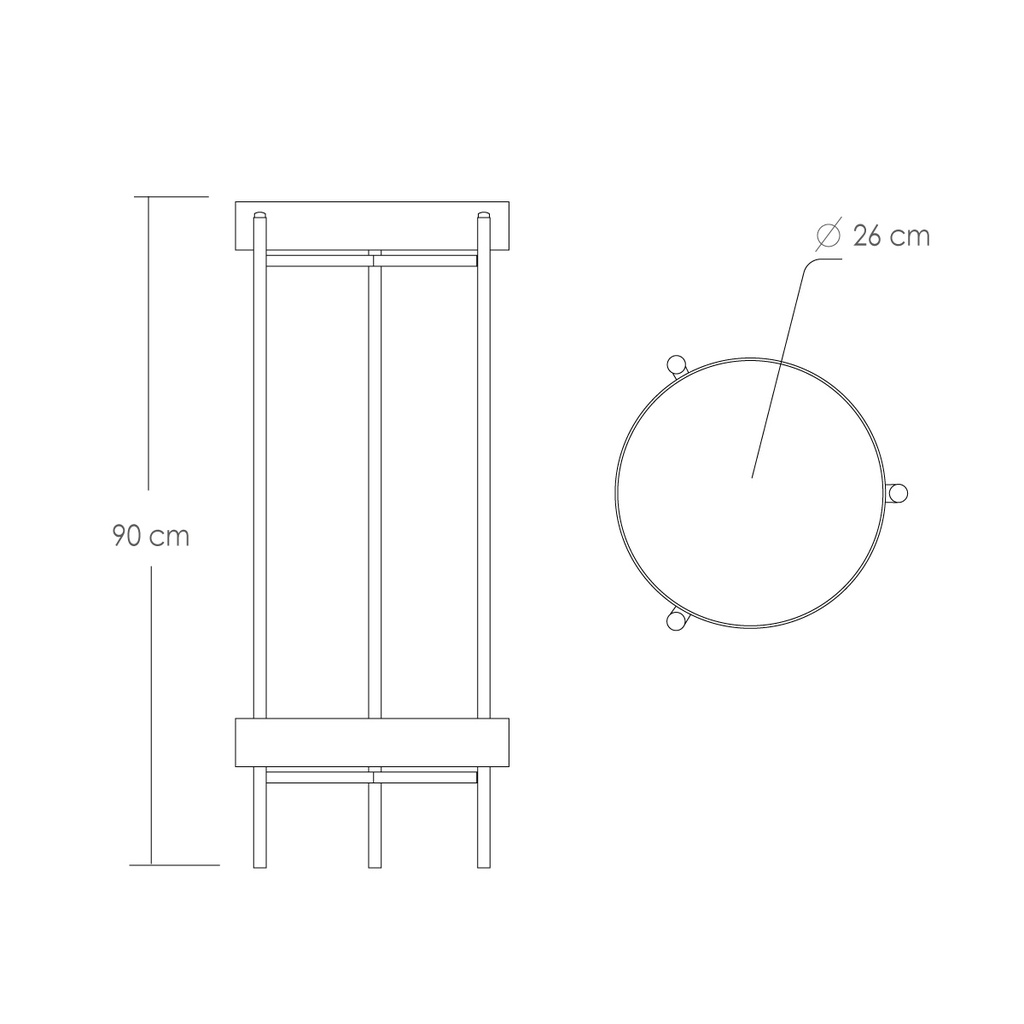Mesa auxiliar 2 niveles moderna Soporte para macetas (90cm alto)