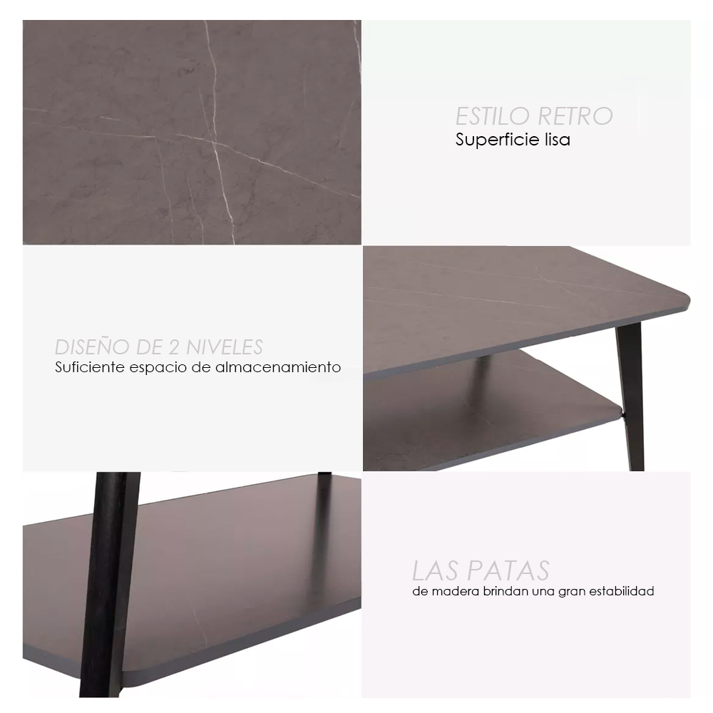 Mesa de Centro Minimalista Rectangular Gris