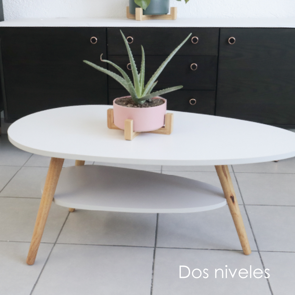 Mesa de centro ovalada 2 niveles