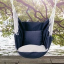 Silla colgante de algodón con cojín para exteriores e Interiores Azul marino