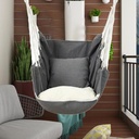 Silla colgante de algodón con cojín para exteriores e Interiores Gris Claro