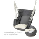 Silla colgante de algodón con cojín para exteriores e Interiores Gris Claro
