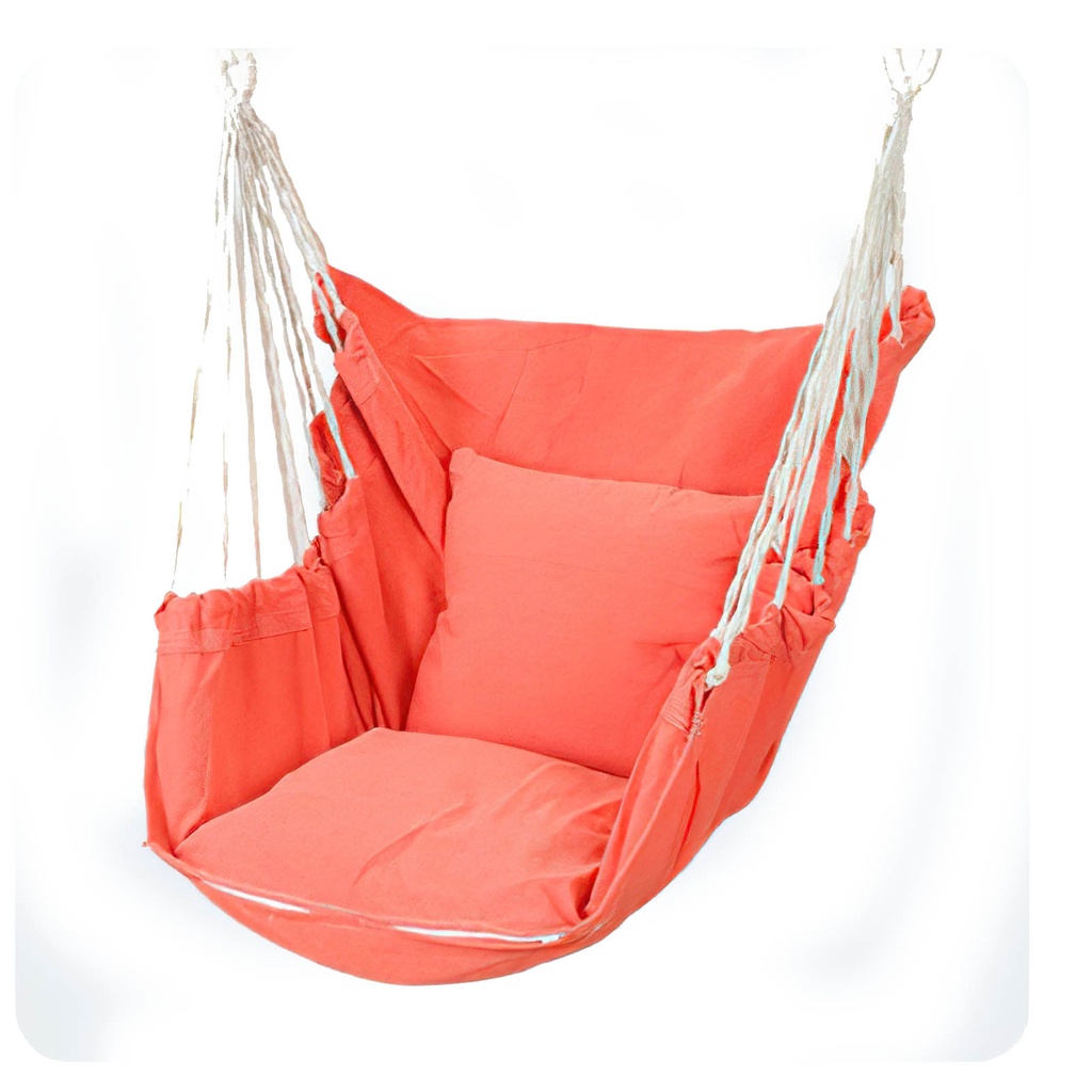 Silla colgante de algodón con cojín para exteriores e Interiores Rosa