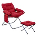 Silla plegable acolchada con taburete (Rojo)