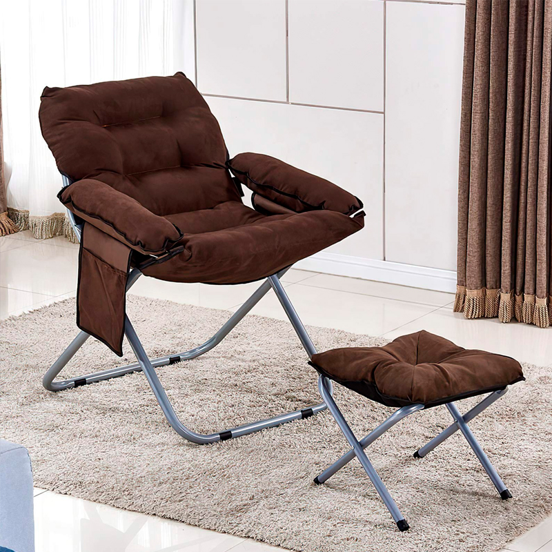 Silla plegable acolchada con taburete (Rojo)